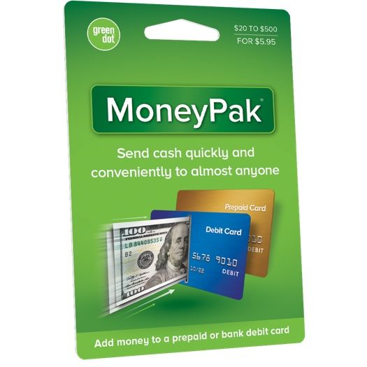 MoneyPak - Send money to a prepaid or bank debit card $20 to $500